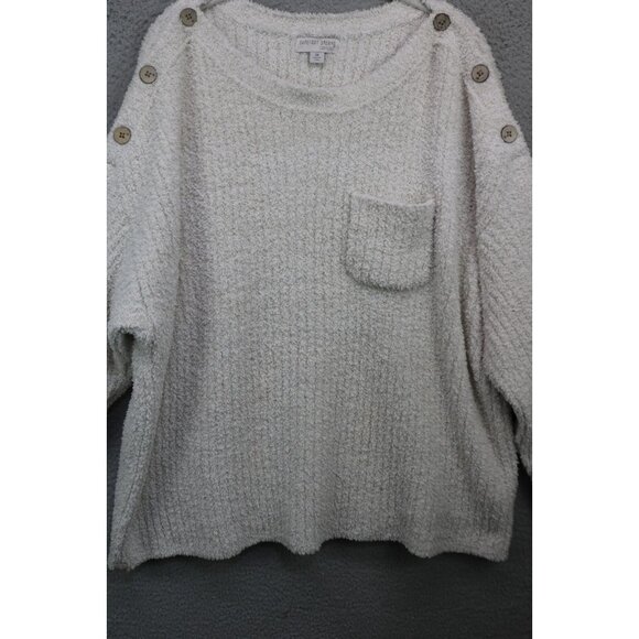 Barefoot Dreams Cozy Chic Ivory Plush Long Sleeve Sweater-3X-Soft - Picture 2 of 11